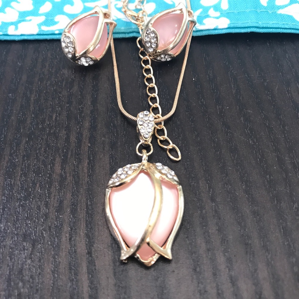 NEW!💙💎🌷PINK TULIP!🌷💎💙🌷GORGEOUS GOLDEN SET🌷 - Picture 4 of 8